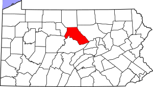 Map of Pennsylvania highlighting Clinton County