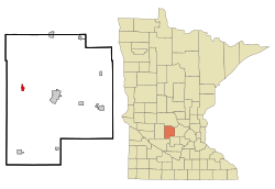 Location of Grove Citywithin Meeker County, Minnesota