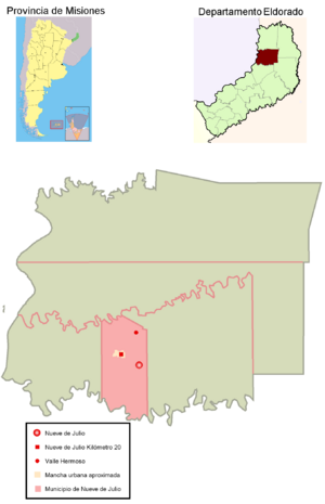 Municipio Nueve de Julio en departamento Eldorado