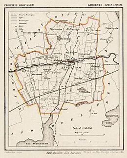 Netherlands, Appingedam (Jukwerd, Marsum, Opwierda, Solwerd, Tjamsweer), map, around 1865-1870