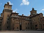 A castle in red brick