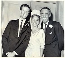 Peter Fonda with his bride Susan Brewer and his father Henry Fonda, 1961