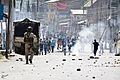 Police in Kashmir confronting violent protestors December 2018