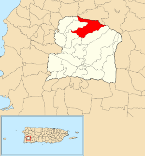 Location of Rosario Alto within the municipality of San Germán shown in red