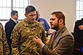 Ruben Gallego speaking to an Army officer