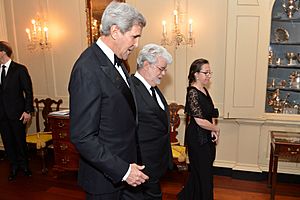 Secretary Kerry Chats With 2015 Kennedy Center Honors Recipient George Lucas (23244763499)