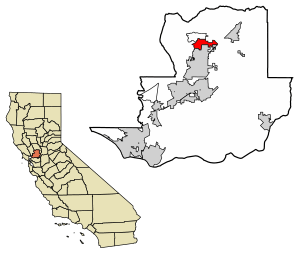 Location of Hartley in Solano County, California.
