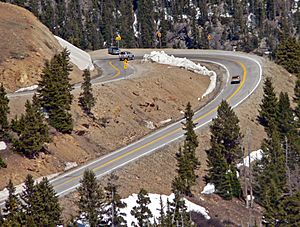 Switchback on Colorado State Highway 82 east of Independence Pass