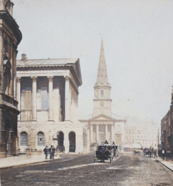 Town Hall and Christ Church, Paradise Street, Birmingham – stereograph (cropped and colorised).png