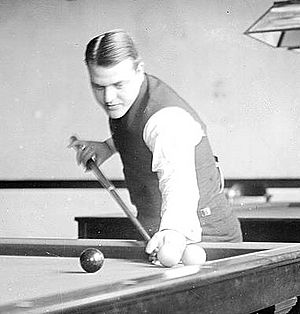 Willie Hoppe playing carom billiards (detail) ca. 1910-1915
