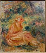 Young Woman in a Landscape by Pierre-Auguste Renoir, c. 1915-1919, oil on canvas - Huntington Museum of Art - DSC05447