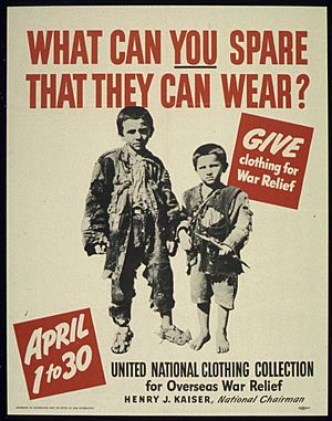 "WHAT CAN YOU SPARE THAT THEY CAN WEAR" "GIVE CLOTHING FOR WAR RELIEF". - NARA - 516124