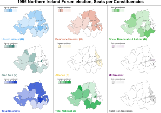 1996 Northern Ireland Forum election, Seats per Constituencies.svg