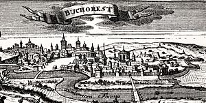 Bucharest, woodcut, published in Leipzig in 1717