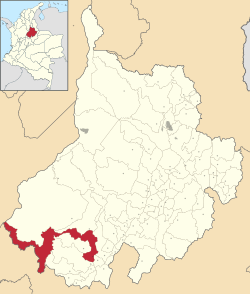 Location of the municipality and town of Bolívar in the Santander  Department of Colombia.