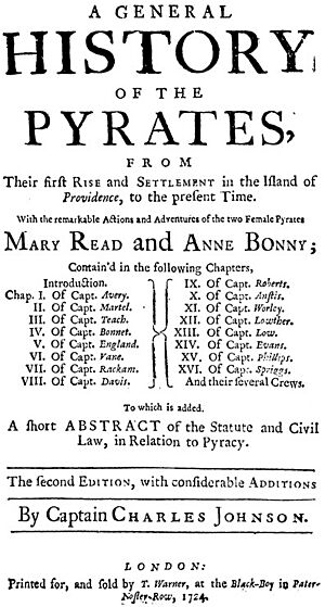 Cover page of "A General History of the Pyrates" (1724) by Captain Charles Johnson