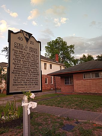 Dr. Cyril O. Spann Medical Building and its historical marker.jpg