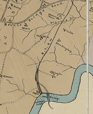 Eppington and surrounding plantations and traffic routes on Chesterfield 1888 Map