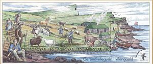 Faroe stamps 515-517 everyday life in the viking age