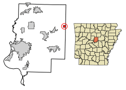 Location of Mount Vernon in Faulkner County, Arkansas.