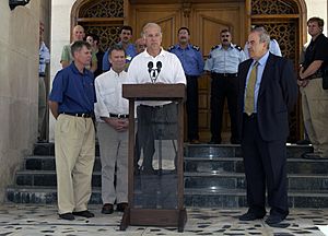 Joe Biden addresses the press after having a brief meeting with Iraq's interim Prime Minister lyad Allawi