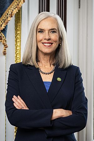 Katherine Clark, official portrait, 118th Congress (longer crop).jpg