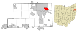 Location of Campbell in Mahoning County. Ohio.