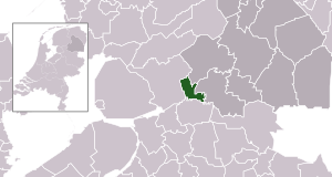 Highlighted position of Meppel in a municipal map of Drenthe