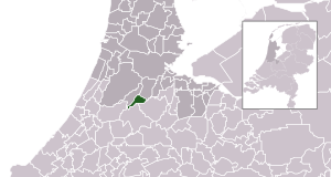 Highlighted position of Uithoorn in a municipal map of North Holland