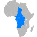 Map of Barthélemy Boganda's proposed United States of Latin Africa
