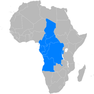 Map of Barthélemy Boganda's proposed United States of Latin Africa