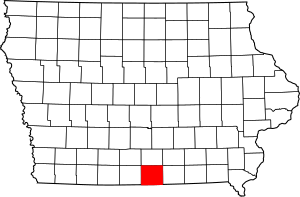 Map of Iowa highlighting Wayne County