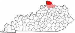 Map of Kentucky highlighting Northern Kentucky