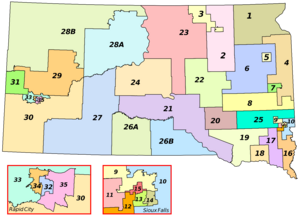 Map of South Dakota's legislative districts