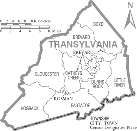 Map of Transylvania County North Carolina With Municipal and Township Labels
