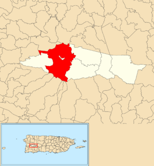 Location of Maricao Afuera within the municipality of Maricao shown in red
