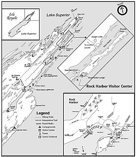 Map of Rock Harbor on the northeast side of Isle Royale