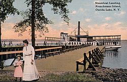 Postcard showing Frenchman Island's steamboat landing in 1910.