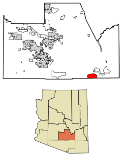 Location of Saddlebrooke in Pinal County, Arizona.