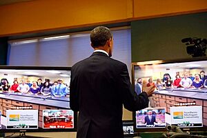 President Obama teleconferences with Negaunee High School students