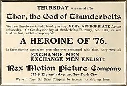Rex Motion Picture Company ad in Moving Picture News (1911) (IA movingpicturenew04unse) (page 88 crop)