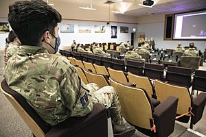 Royal Air Force, 7 Force Protection Wing delivers training to support mass school testing. MOD 45167739