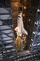 STS-135 Atlantis is lowered into place 1