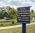 Saratoga Surrender Site Memorial Park sign