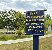 Saratoga Surrender Site Memorial Park sign