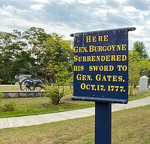 Saratoga Surrender Site Memorial Park sign