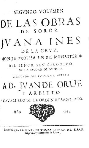 Segundo volumen de las obras de Sor Juana Inés de la Cruz