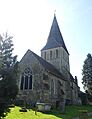 St James's Church, The Square, Shere (March 2014, from Southwest)