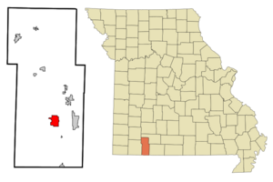 Location within Stone County and Missouri