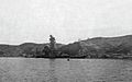 Sunken Japanese battleship Ise off Ondo Seto island, circa in October 1945